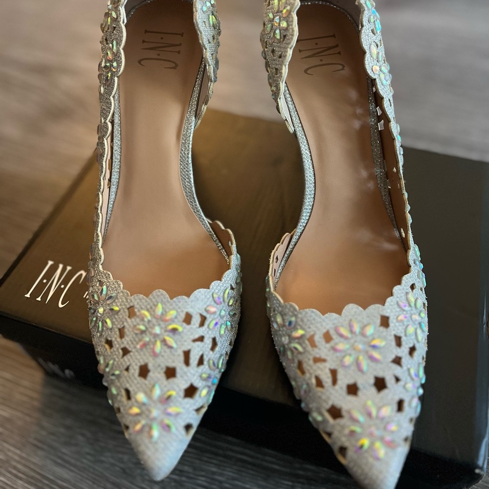 Silver Floral Heels 9M